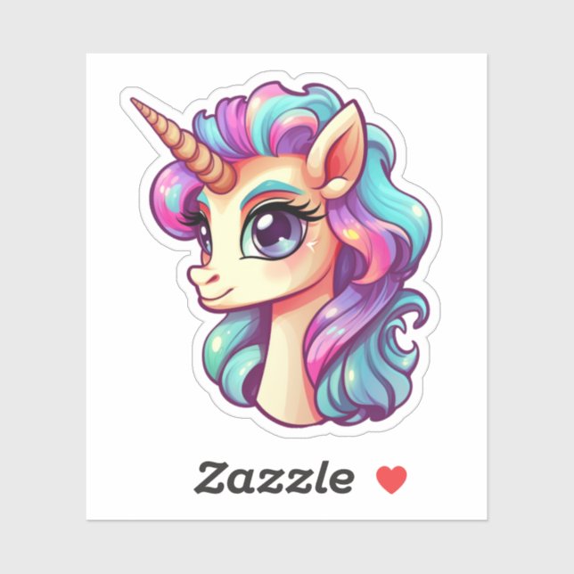 Pegatina ilustracion personalizado unicornio (Hoja)