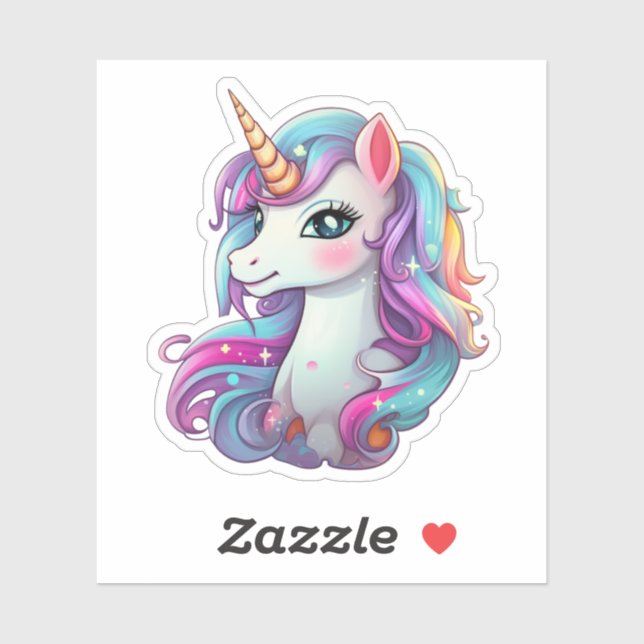 Pegatina ilustracion personalizado unicornio (Hoja)