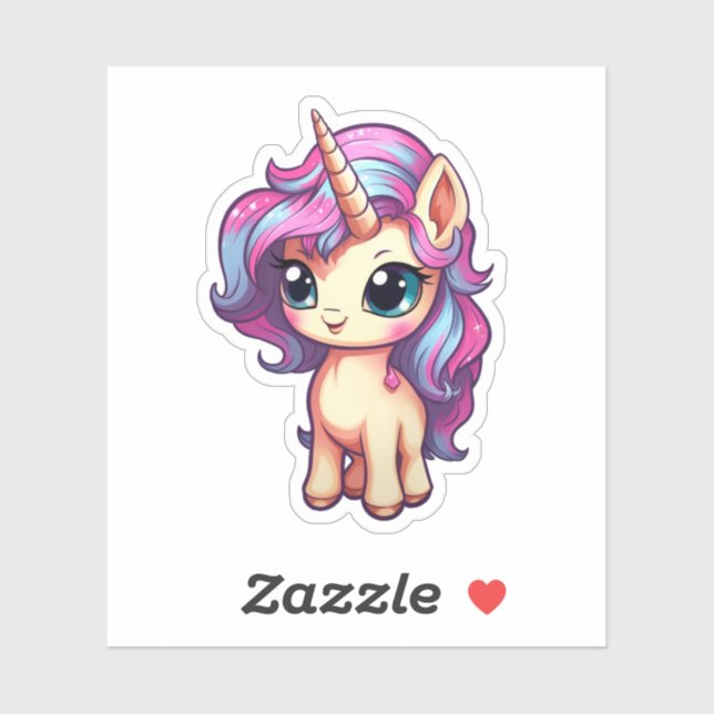 Pegatina ilustracion personalizado unicornio (Hoja)