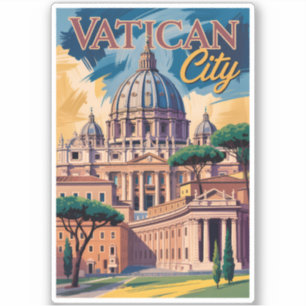 Pegatina Ilustración pictórica de la Ciudad del Vaticano Ar