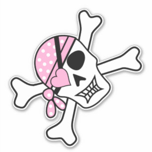 Pegatina Ilustracion pirata de cráneo
