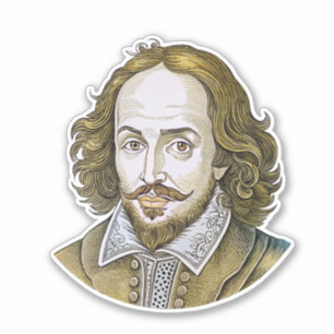 Pegatina Ilustracion retrato de William Shakespeare Gold