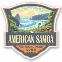 Ilustracion Retro del Parque Nacional de Samoa Ame