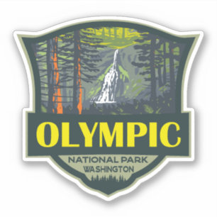 Pegatina Ilustracion Retro del Parque Nacional Olímpico