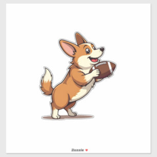Pegatina Ilustración Retro Deportiva de Perro de Fútbol Cor