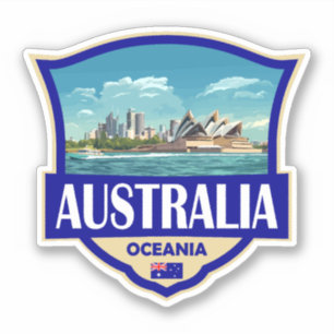 Pegatina Ilustración Retro Insignia de Australia