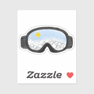 Pegatina Ilustracion Ski Goggles Mountain View