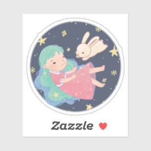 Pegatina Ilustracion Starry Night Bunny & Chica