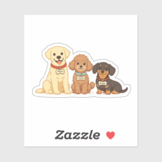 Pegatina Ilustración Vectorial de Familia de Perro Adorable