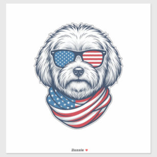 Pegatina Ilustración vectorial de perro esponjoso patriótic