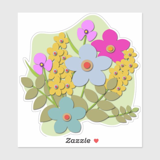 Pegatina Ilustracion vectorial del ramo de flores (Hoja)