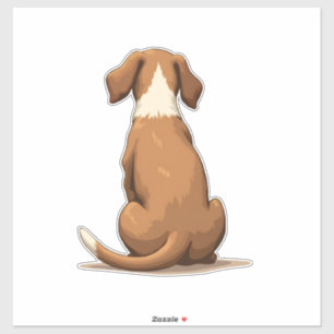 Pegatina Ilustración Vintage de Perro Vista Posterior Tan y