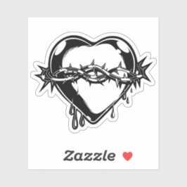 Pegatina Ilustracion vintage del corazón sangrado