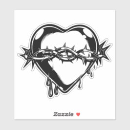 Pegatina Ilustracion vintage del corazón sangrado