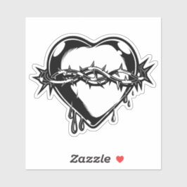 Pegatina Ilustracion vintage del corazón sangrado