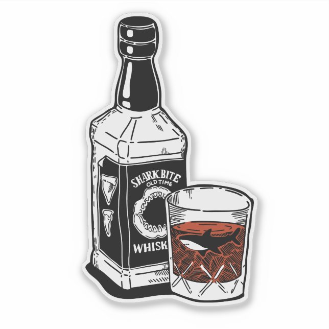 Pegatina Ilustracion Whiskey inspirado por Jack Daniels (Anverso)
