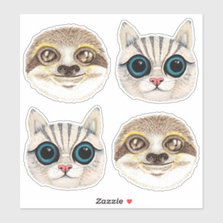 Pegatina Ilustraciones de acuarela de Slots y Cat Face