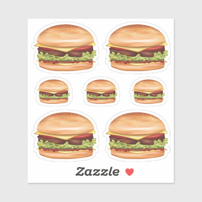 Pegatina Ilustraciones de Comida Rápida de Hamburguesa (Hoja)