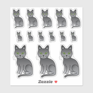 Pegatina Ilustraciones de gatos de dibujos animados azules 
