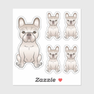 Pegatina Ilustraciones de perro sentado Bulldog Francés cre