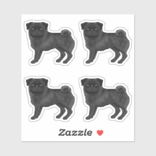 Pegatina Ilustraciones de perros Pug Mops adorables de colo