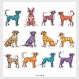 Pegatina Ilustraciones geométricas coloridas de perros en S