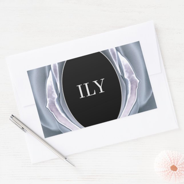 PEGATINA ILY Silver y Black Rectangle (Sobre)