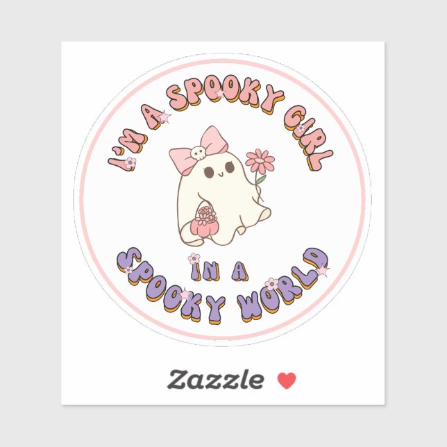 Pegatina I'm a spooky girl in a Spooky World ghost (Hoja)