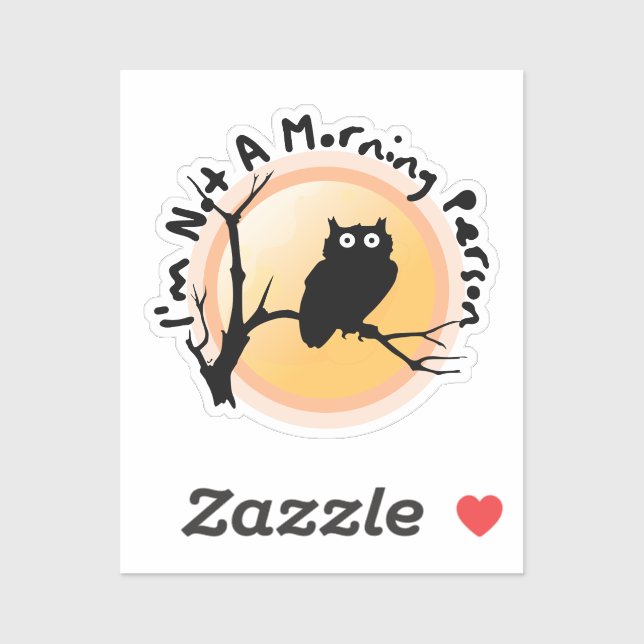 Pegatina I'm Not A Morning Person funny owl quote (Hoja)