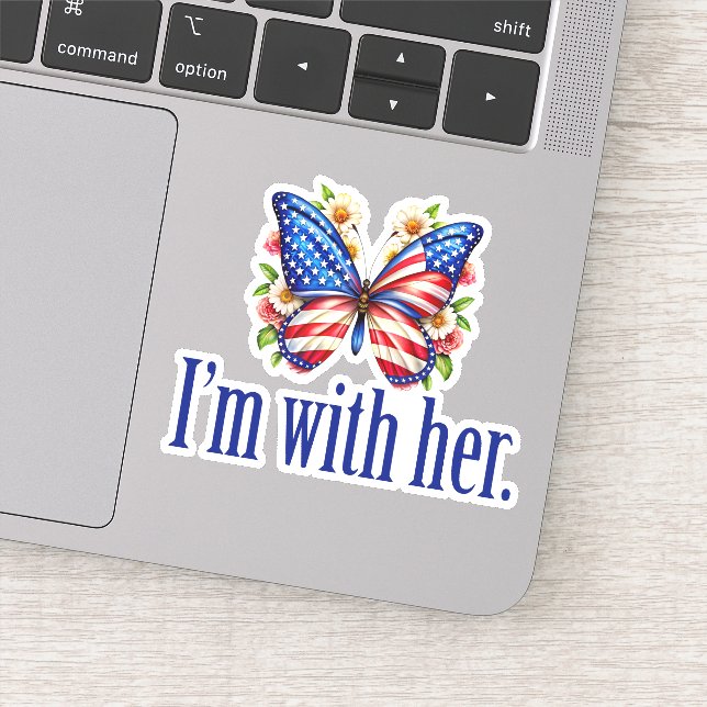 Pegatina I'm With Her Kamala for President Butterfly Laptop (Detalle)