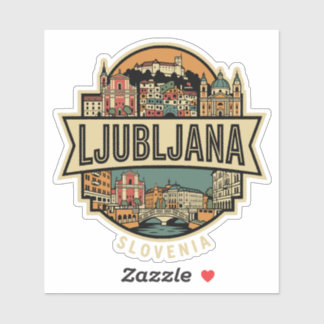 Pegatina Imagen de Ljubljana Eslovenia con estilo de viaje