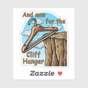 Pegatina Imagen divertida de la colgante del acantilado con