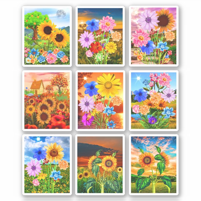 Pegatina Imágenes de Flores - Stickers Kawaii de Primavera (Anverso)
