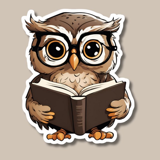 Pegatina Impermeable de búho de libro de cutas (Subido por el creador)