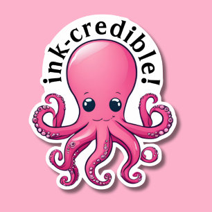 Pegatina Impermeable de pulpo rosado creíble