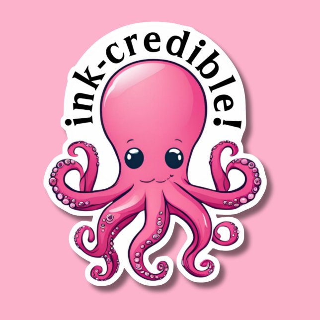 Pegatina Impermeable de pulpo rosado creíble (Subido por el creador)