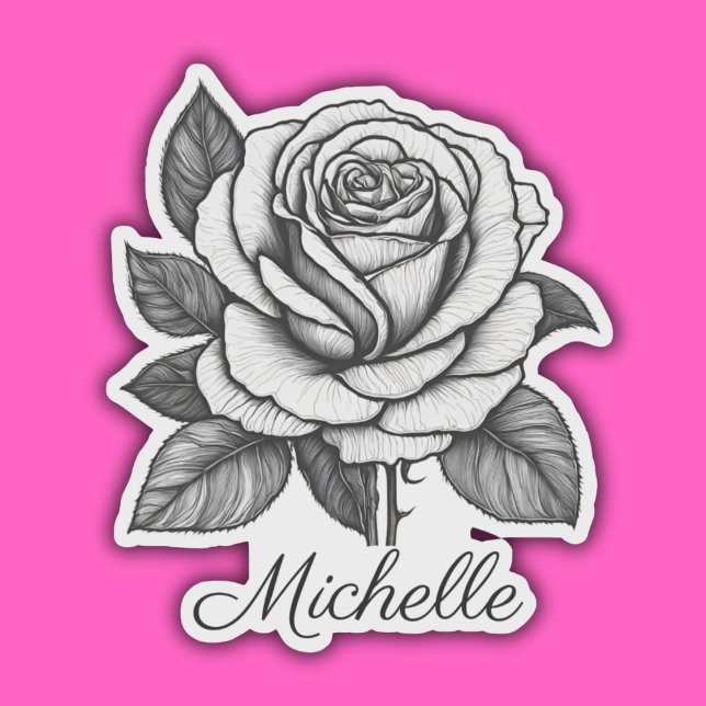 Pegatina Impermeable de rosa blanca y negra personalizado (Subido por el creador)