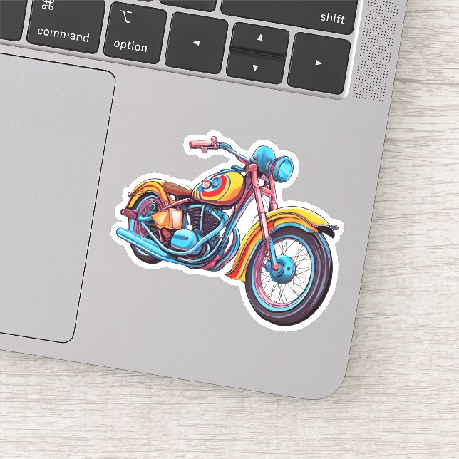 Pegatina Impermeable en motocicleta colorida (Detalle)