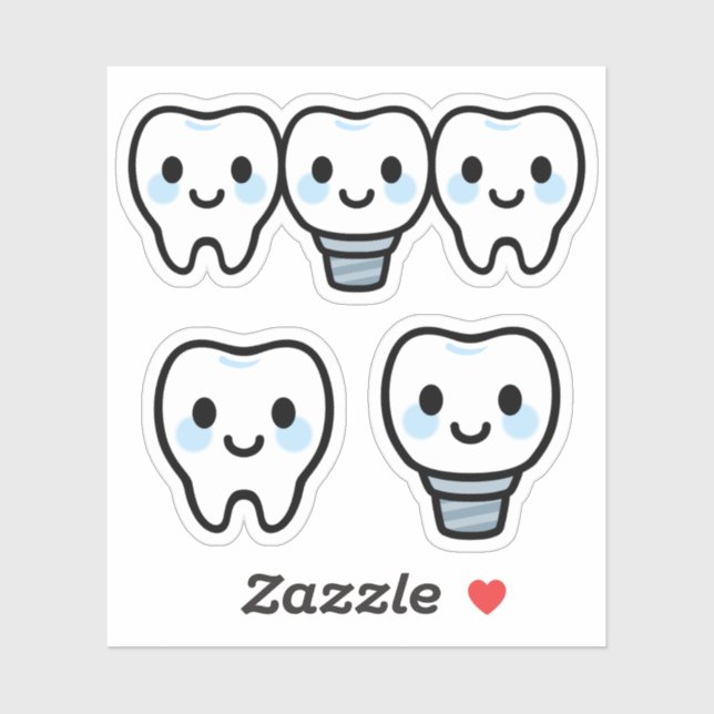Pegatina Implante dental sonriente (Hoja)