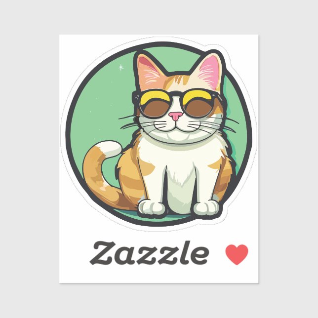 Pegatina imposing cat with glasses (Hoja)