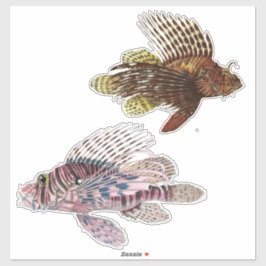 Pegatina Impresión artística Ilustracion de peces tropicale
