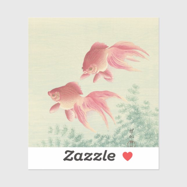 Pegatina Impresión de bloques de madera japoneses de peces  (Hoja)