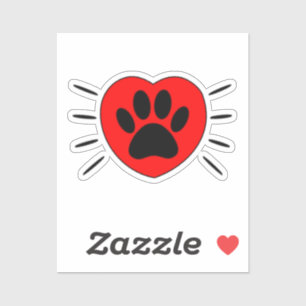 Pegatina Impresión De Corazón Y Papas De Perro