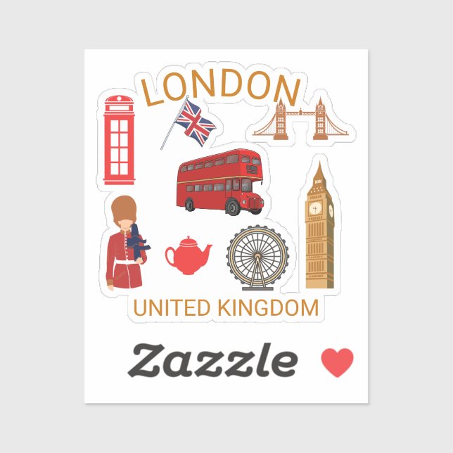 Pegatina Impresión temática de viajes de monumentos de Lond (Hoja)