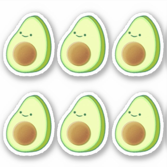 Pegatina Impresiones de dibujo de aguacate recortado (Anverso)