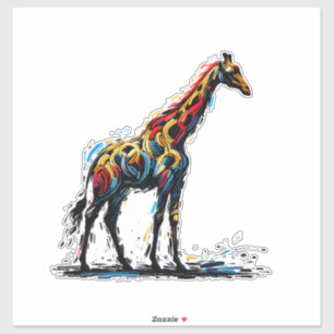 Pegatina Impresionismo colorido estilo Ganadería Giraffe