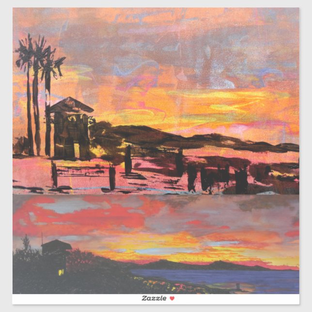 Pegatina Impresionista, misma vista, doheny dawn salvavidas (Hoja)