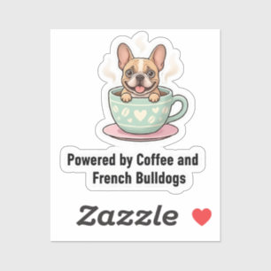 Pegatina Impulsado por Café y Caos de Frenchie Lindo Francé