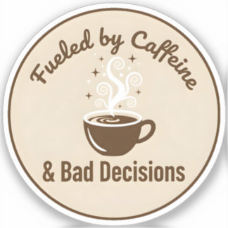Pegatina Impulsado por Cafeína y Malas Decisiones