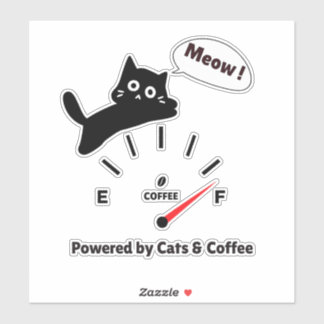 Pegatina Impulsado por Gatos y Café